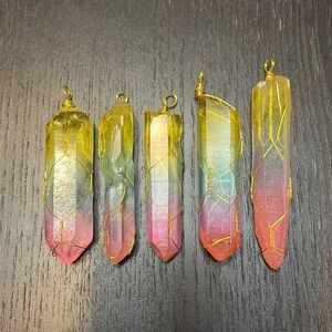 Rainbow Aura Quartz Crystal Pendant
